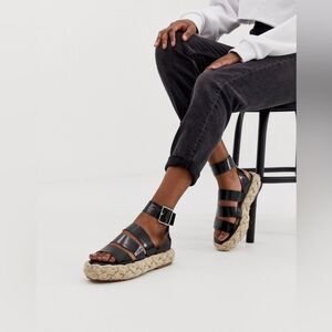 NEW ASOS DESIGN Jao chunky espadrille sandals size 3